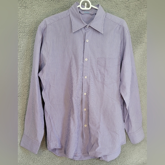 Boden Mens Purple Striped Button Down Cotton Shirt Medium - Picture 1 of 8